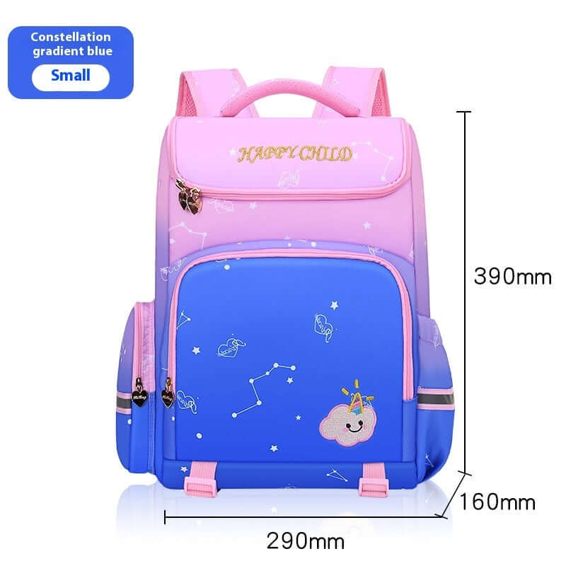 Kids' Starry Sky Backpack – Spine Protection & Waterproof School Bag in constellation gradient blue color