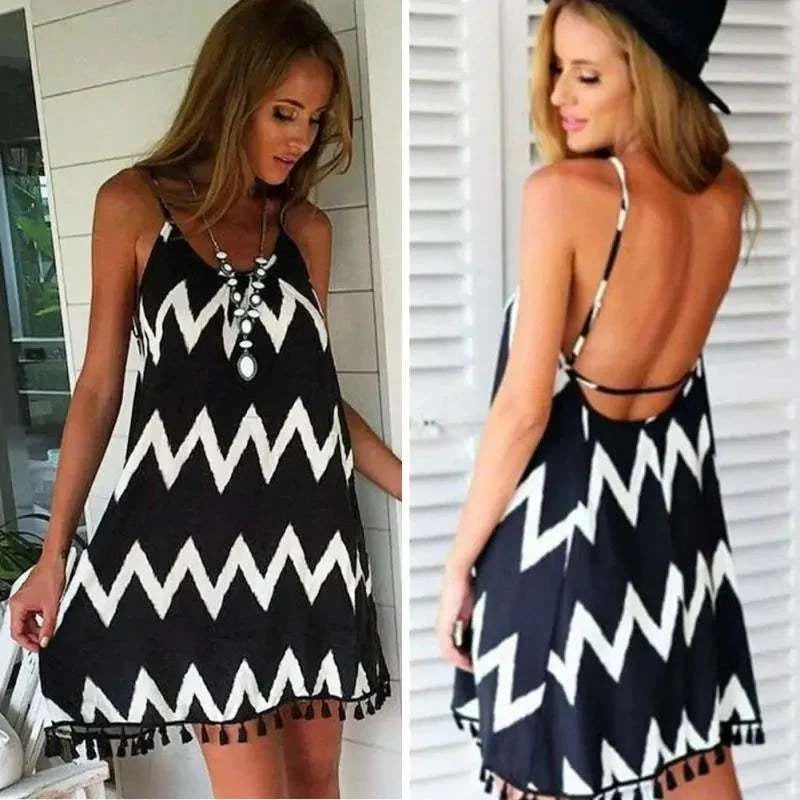 Sexy Backless V-neck Beach Dress Mbshop