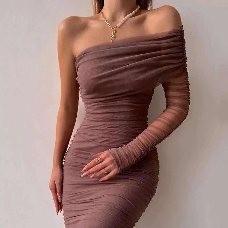 Diagonal Backless: Sexy Mesh Dress Mbshop