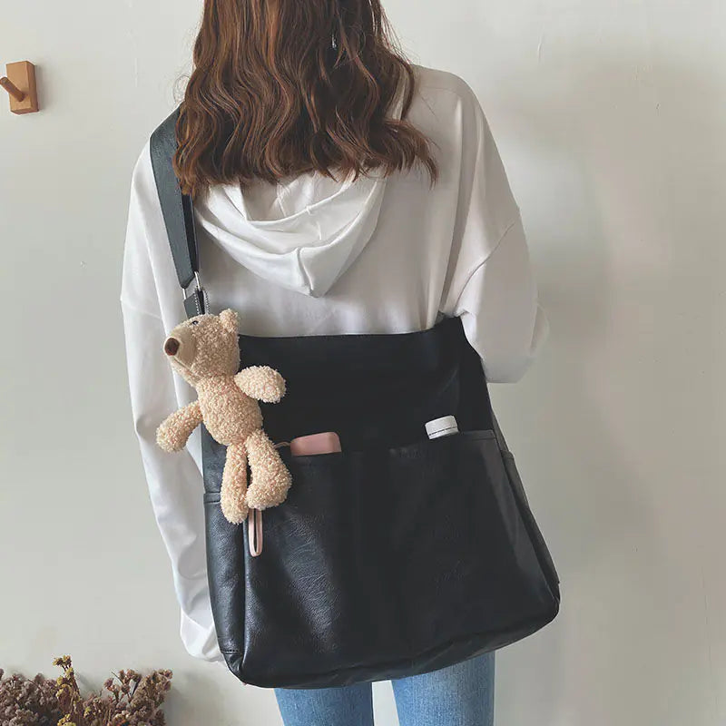 Sac Seau Vintage en Cuir Souple - Grande Capacité pour Femme