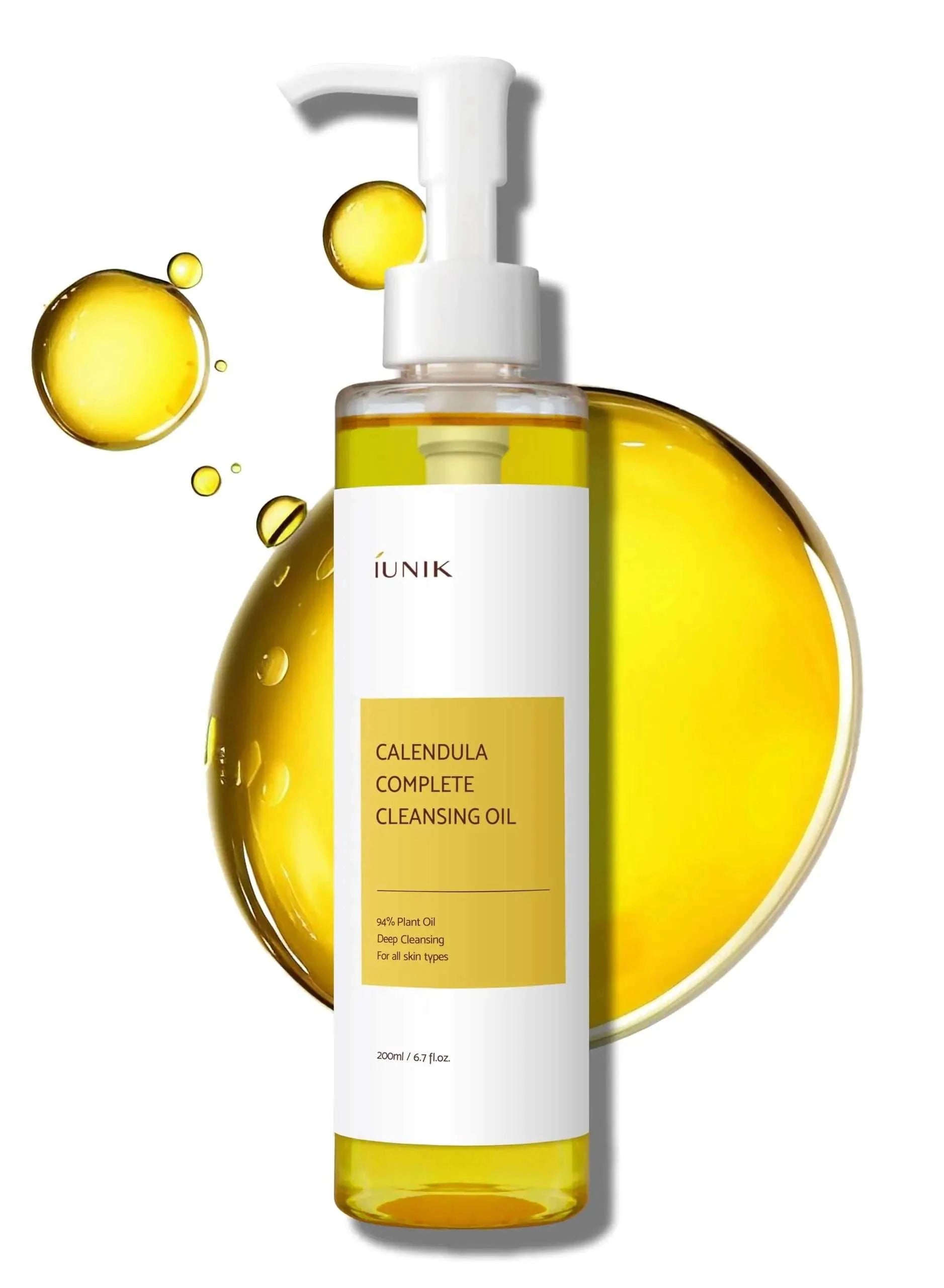 IUNIK Calendula & Jojoba Oil-Infused Vegan Cleansing Oil – Gentle Blackhead Melting & Makeup Remover Facial Cleanser w/ 94% Plant-based Oils Korean Skincare Mbshop