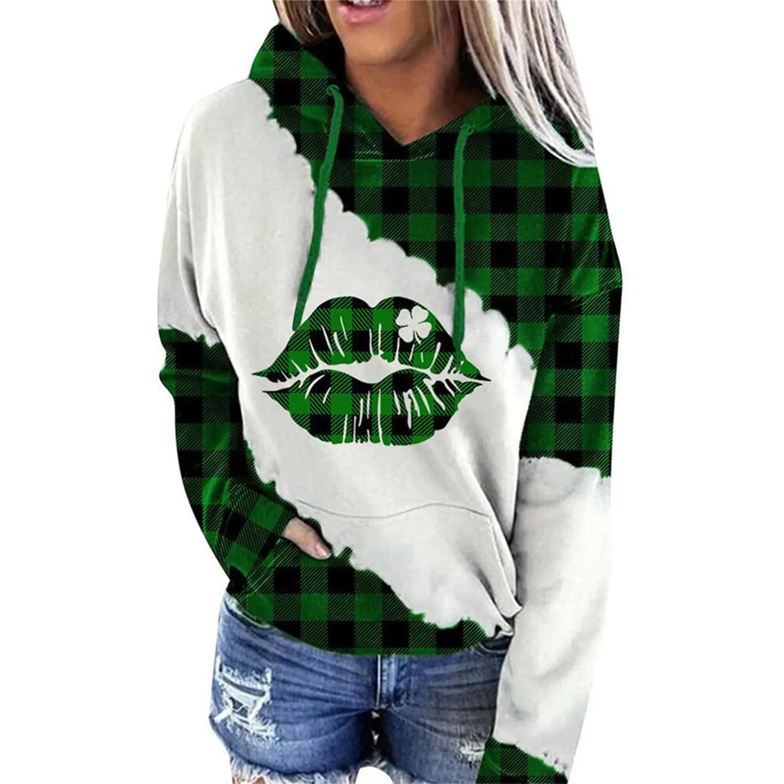 Lucky Grass Print Women’s Casual Hoodie Sweatshirt