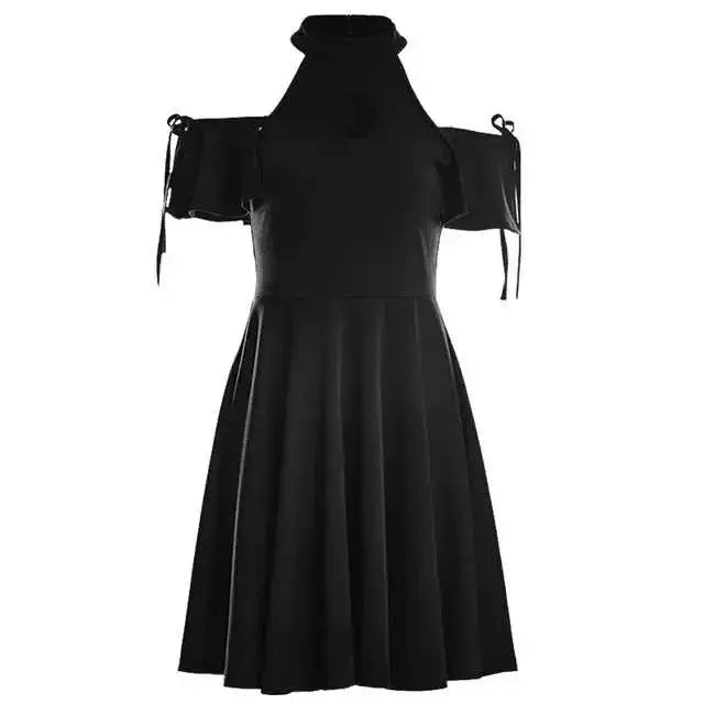 Autumn trendy sexy bodycon dress with hollow moon design in black.