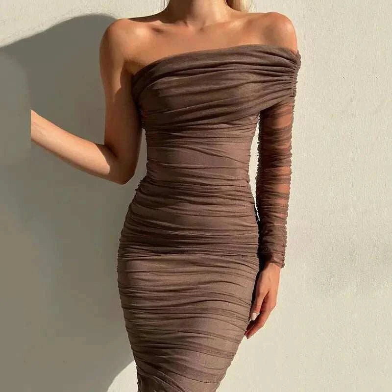Diagonal Backless: Sexy Mesh Dress Mbshop