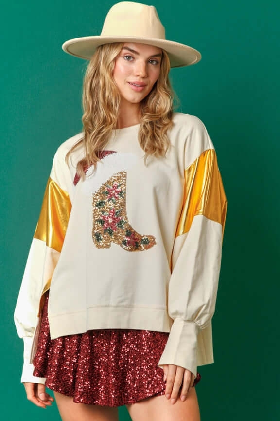 Women’s Christmas Sequin Hoodie Pullover Long Sleeve