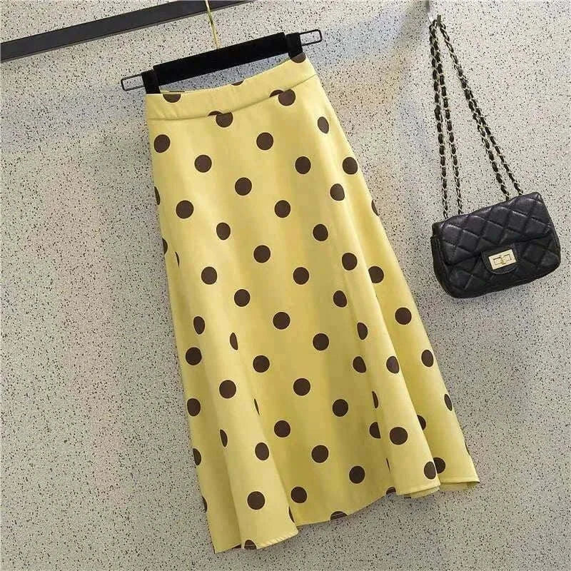 Jupe Mi-Longue Taille Haute Pois - Forme Évasée Élégante Rétro