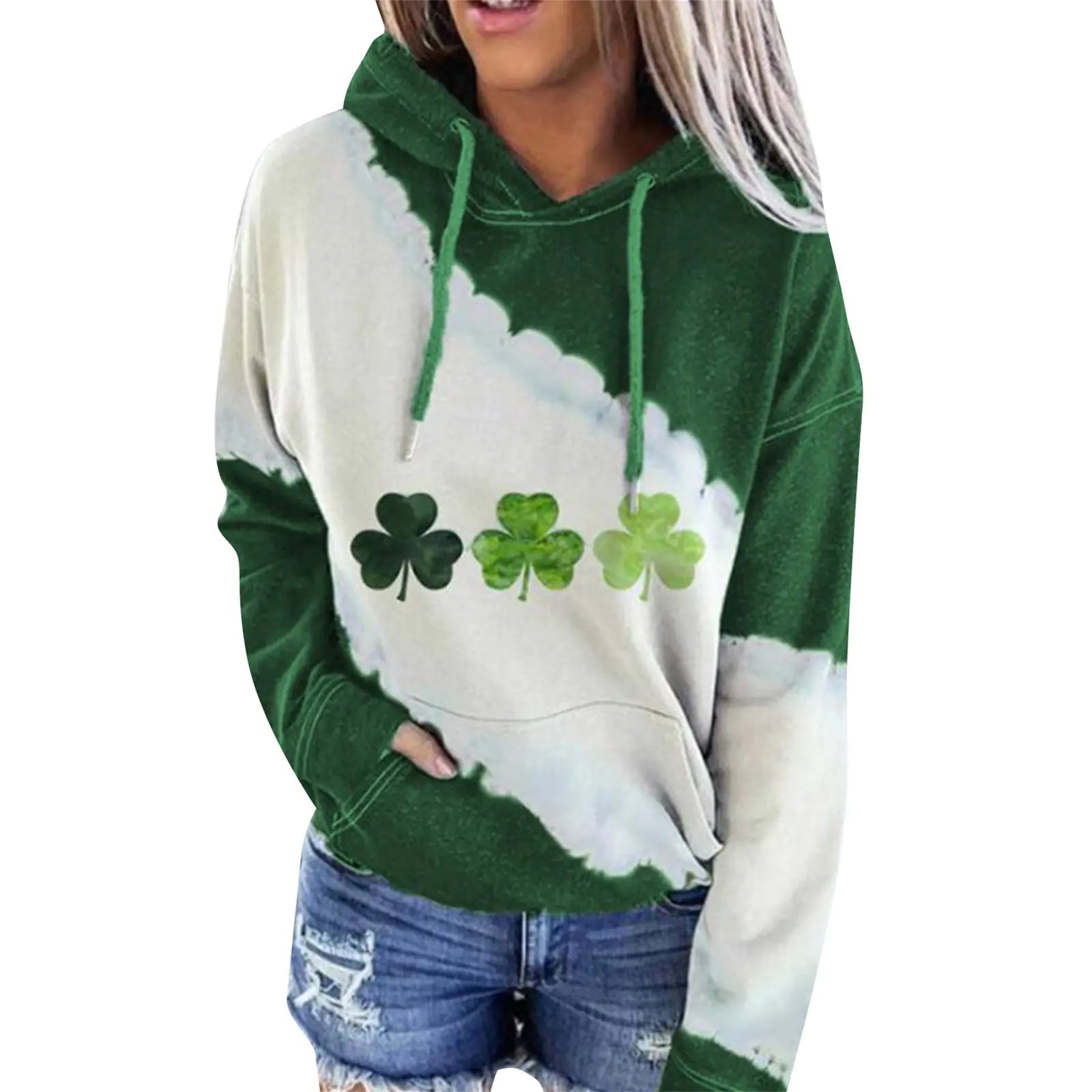 Lucky Grass Print Women’s Casual Hoodie Sweatshirt