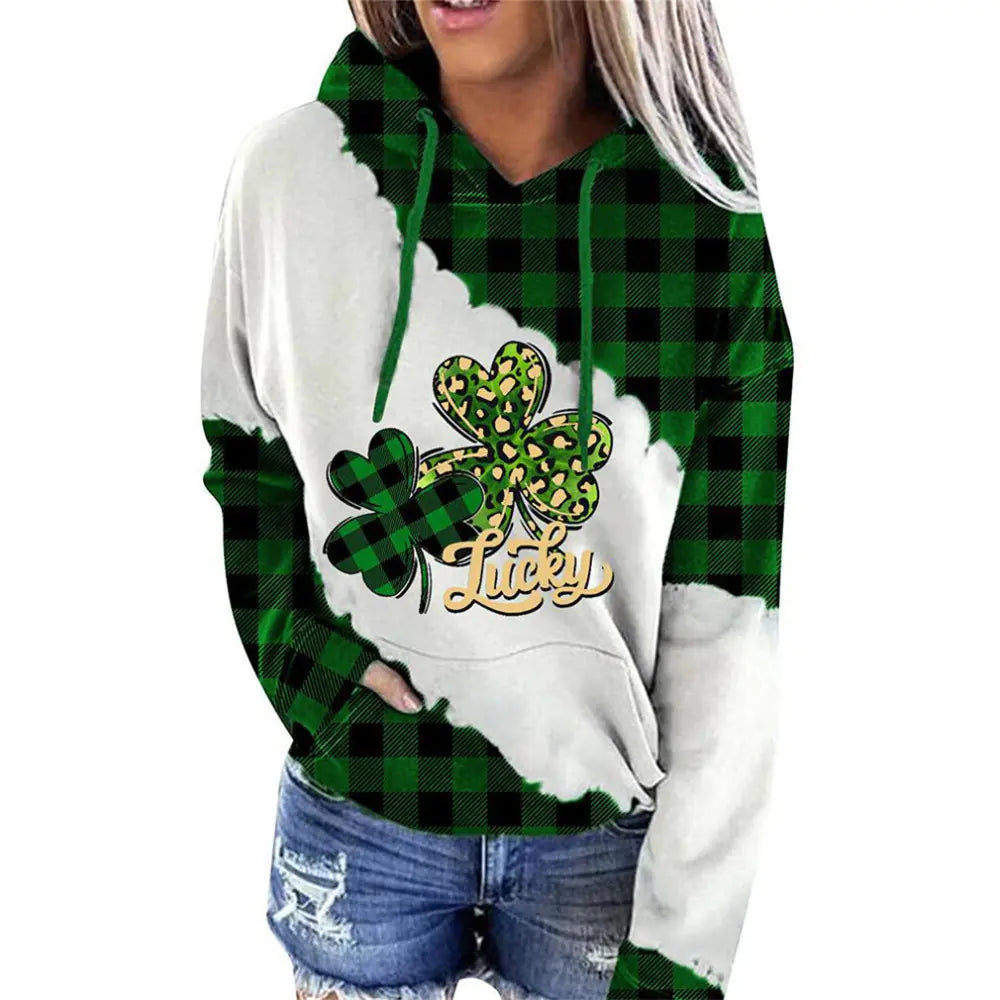 Lucky Grass Print Women’s Casual Hoodie Sweatshirt