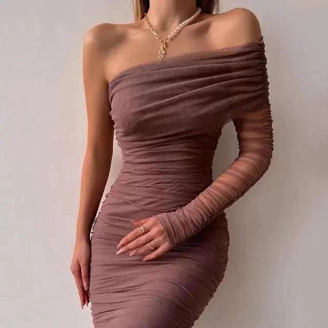 Diagonal Backless: Sexy Mesh Dress Mbshop