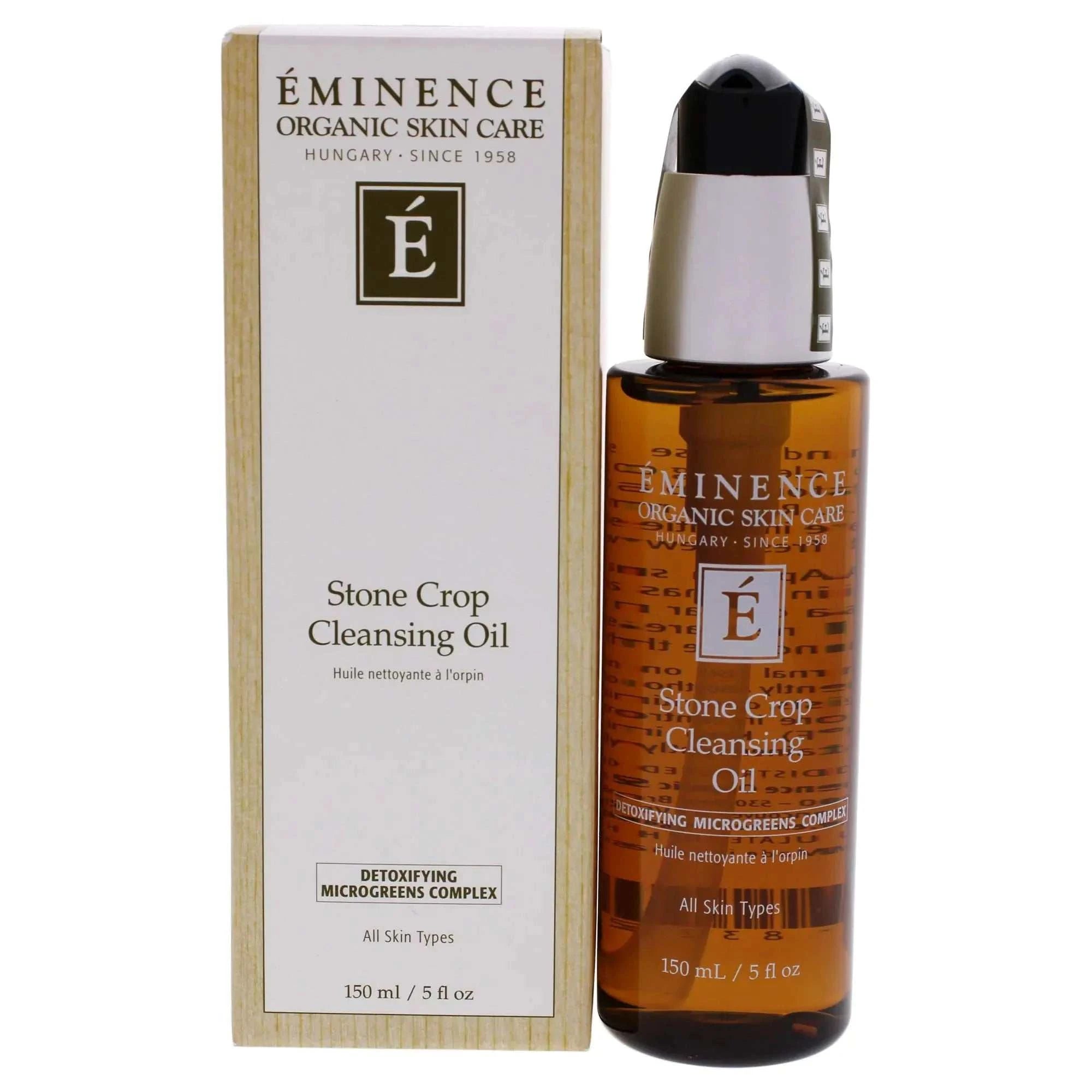 Eminence Organic Skincare Stone Crop Cleansing Oil bottle with packaging, 5 Fl Oz.