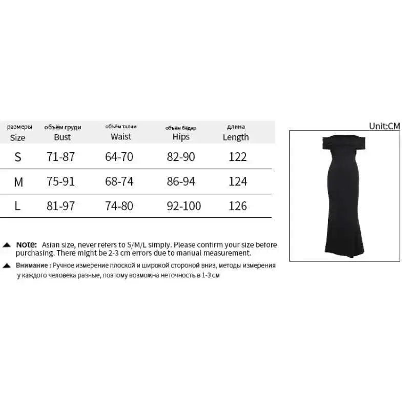 Socialite Style Elegant Sexy Backless Off-shoulder Dress with size chart.