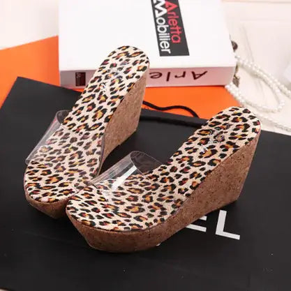 Transparent Wedge High Heel Slide Sandals for Women