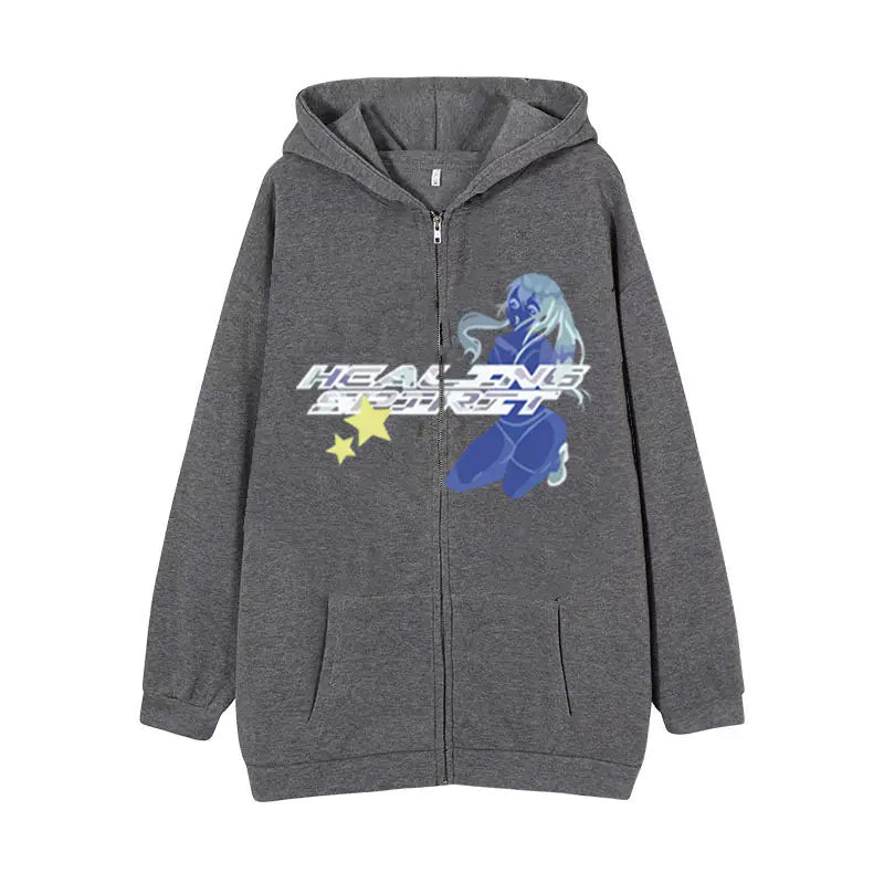 Cardigan Sweat Papillons Sombres - Veste Zippée Casual Confort Grande Taille