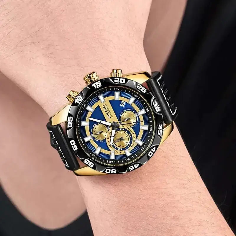 Montre Sport Meigeer Homme Quartz - Chronographe Étanche 30M Cuir