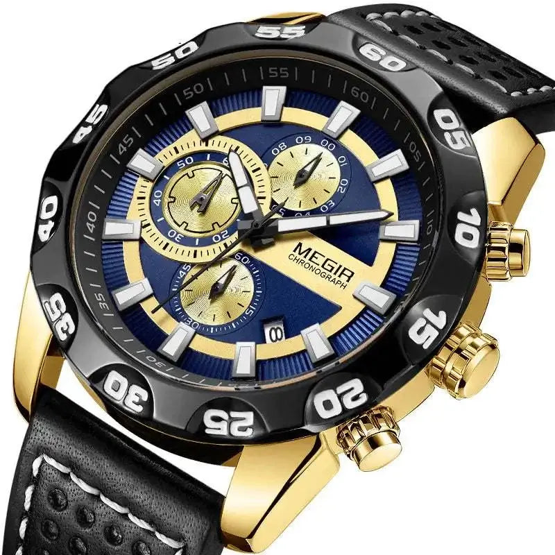 Montre Sport Meigeer Homme Quartz - Chronographe Étanche 30M Cuir