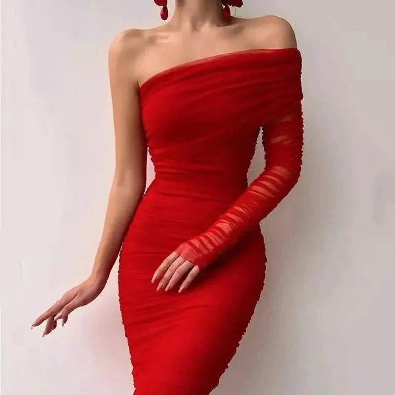 Diagonal Backless: Sexy Mesh Dress Mbshop