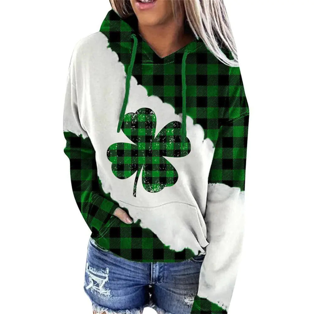 Lucky Grass Print Women’s Casual Hoodie Sweatshirt