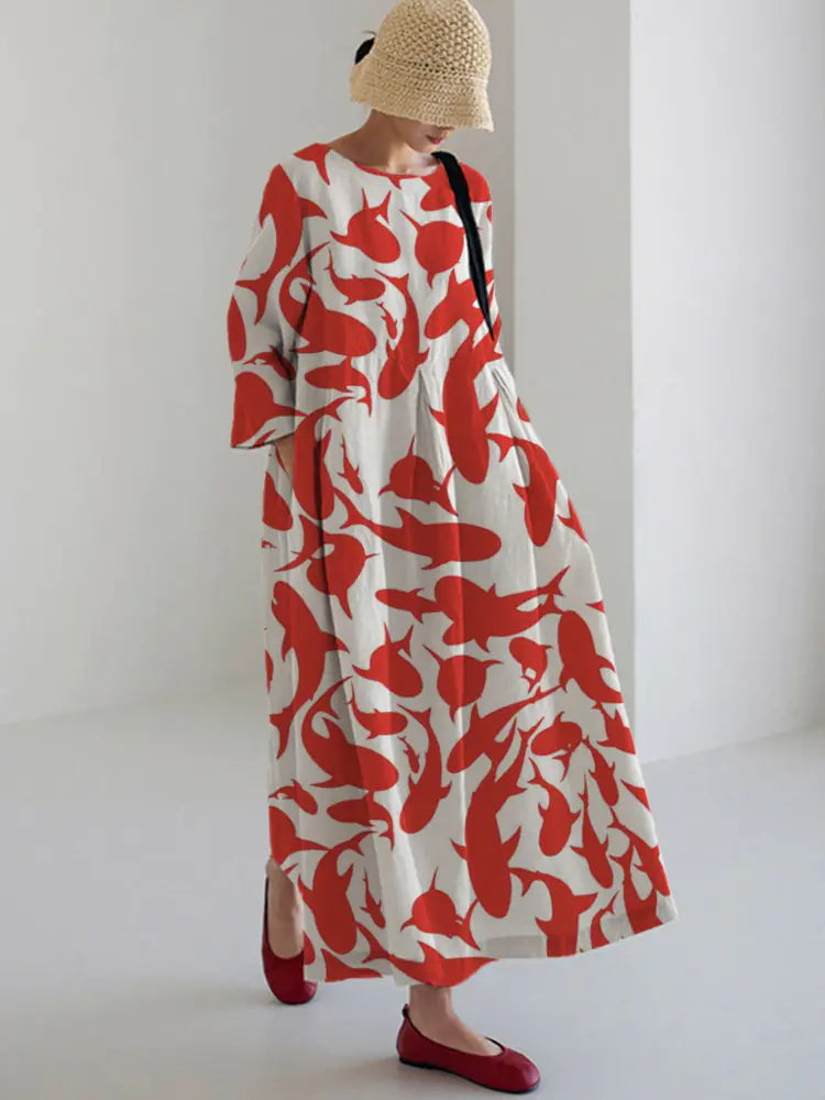 3D Printed Short Sleeve Dress for Women