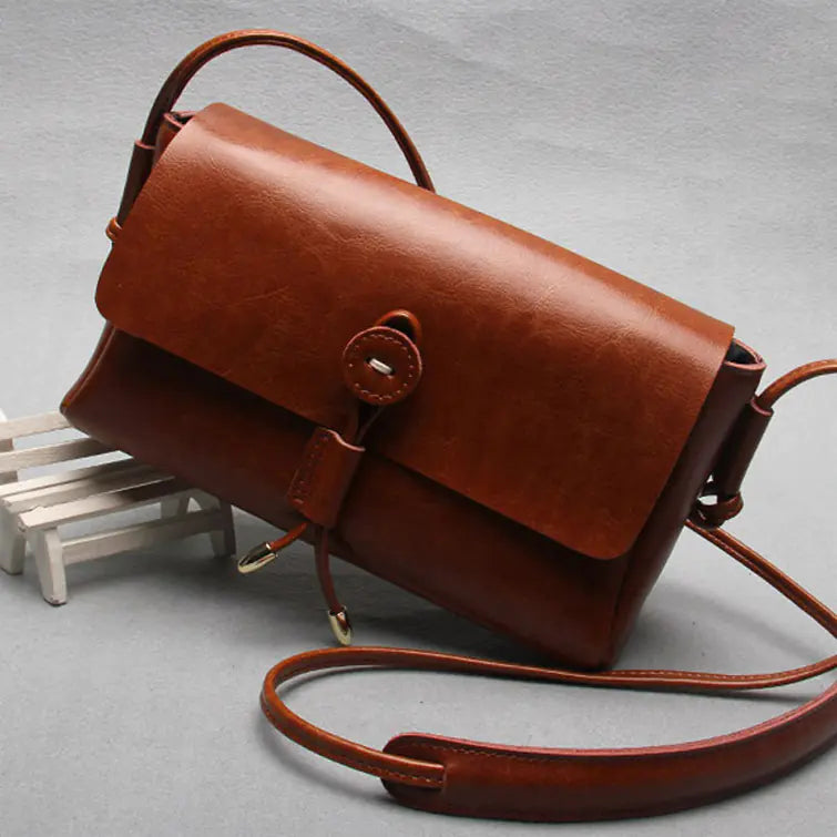 Vintage Leather Crossbody Bag for Women