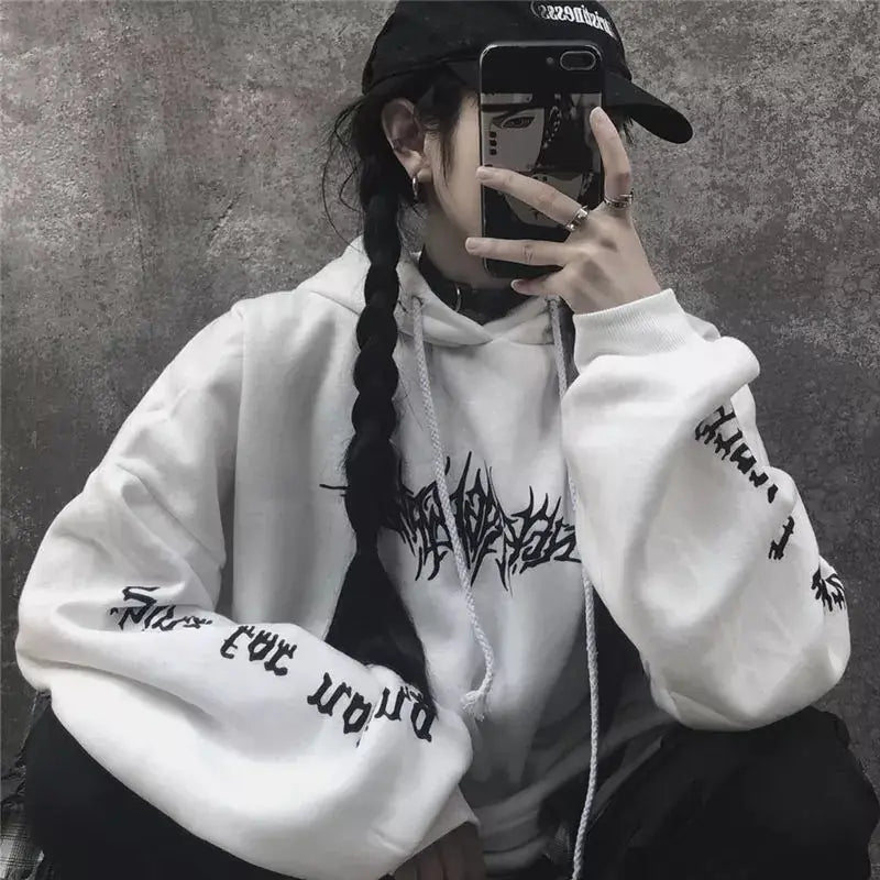 Fashion Printed Hoodie Long Blouse