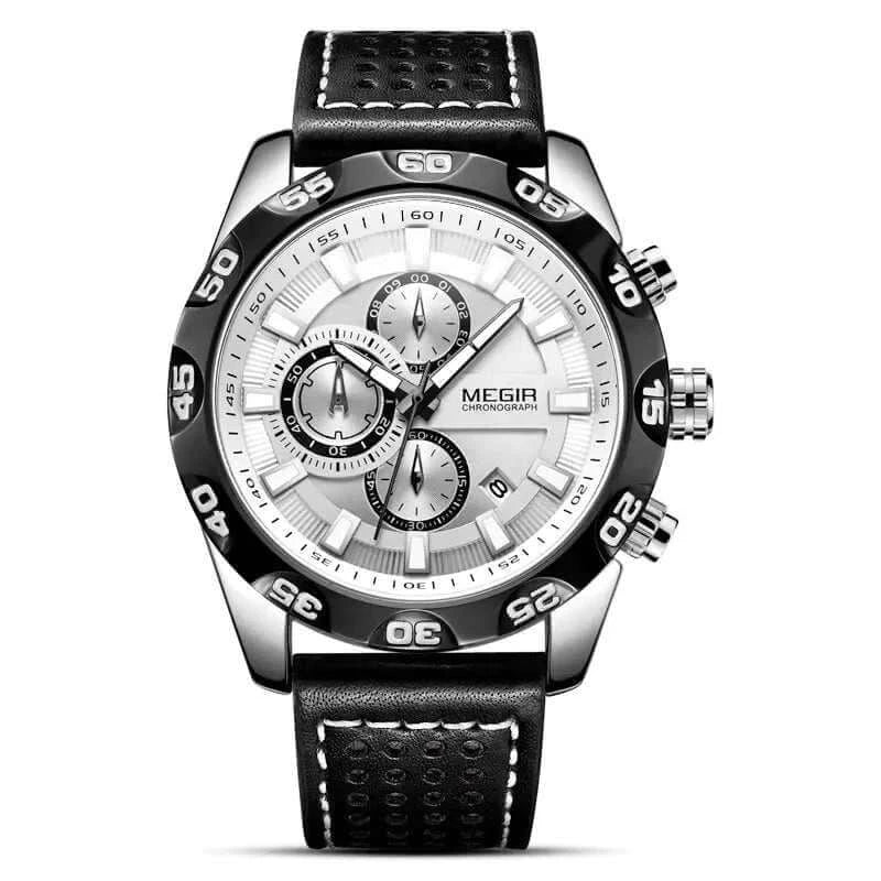 Montre Sport Meigeer Homme Quartz - Chronographe Étanche 30M Cuir