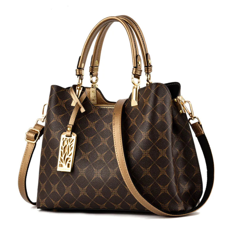 TIGERWEAR stylish women's shoulder bag with a chic print, gold accents, and a secure zipper for daily use.