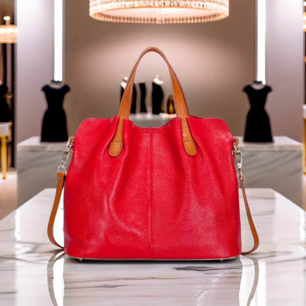 Sac Cabas Cuir Véritable Femme - Détails Franges Bohème Chic