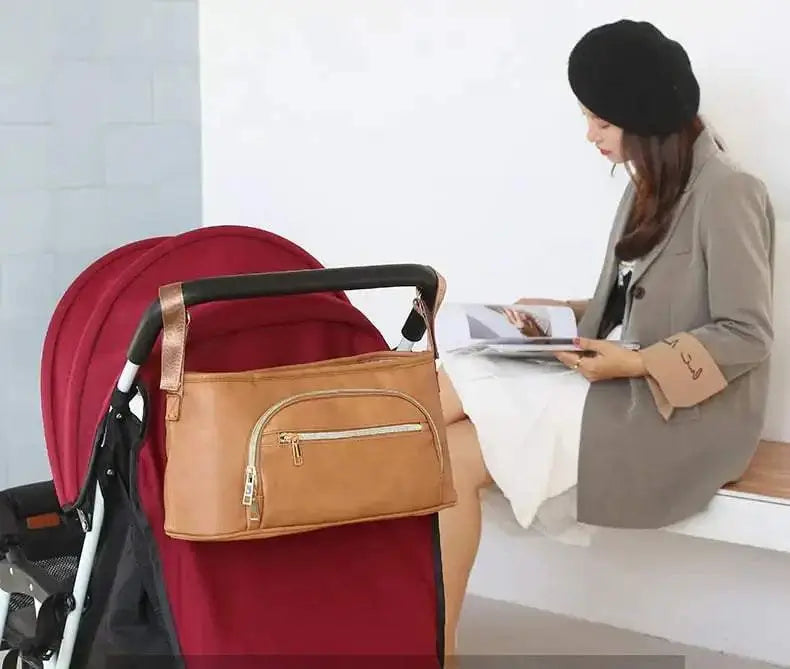 Sac Poussette Cuir PU Élégant - Organisateur Maman Bébé Pratique