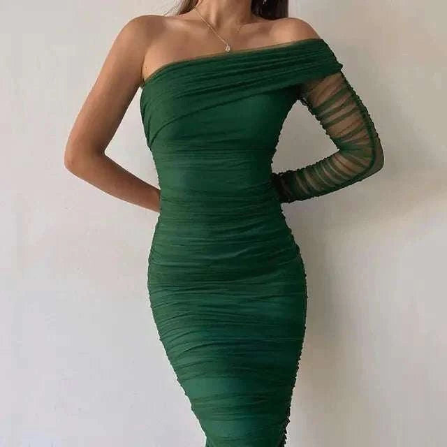 Diagonal Backless: Sexy Mesh Dress Mbshop
