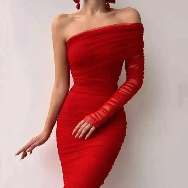 Diagonal Backless: Sexy Mesh Dress Mbshop