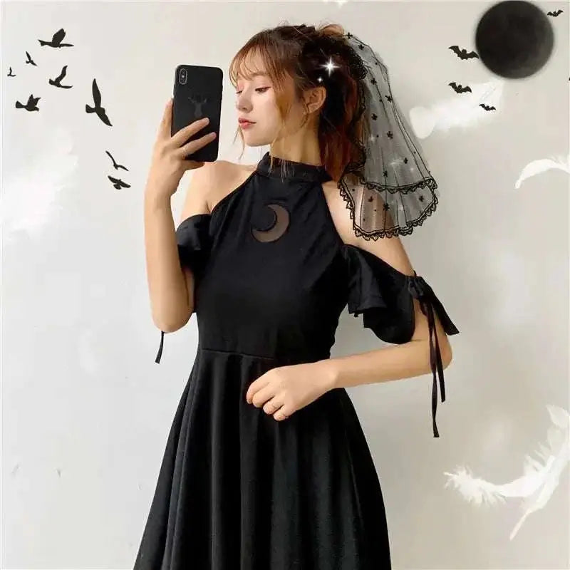 Autumn trendy sexy bodycon dress with hollow moon design.