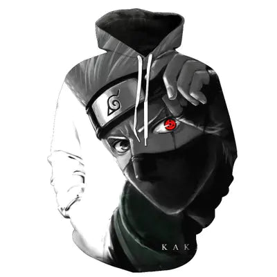 Hooded sweatshirt featuring Naruto character print, perfect for anime fans and stylish comfort.