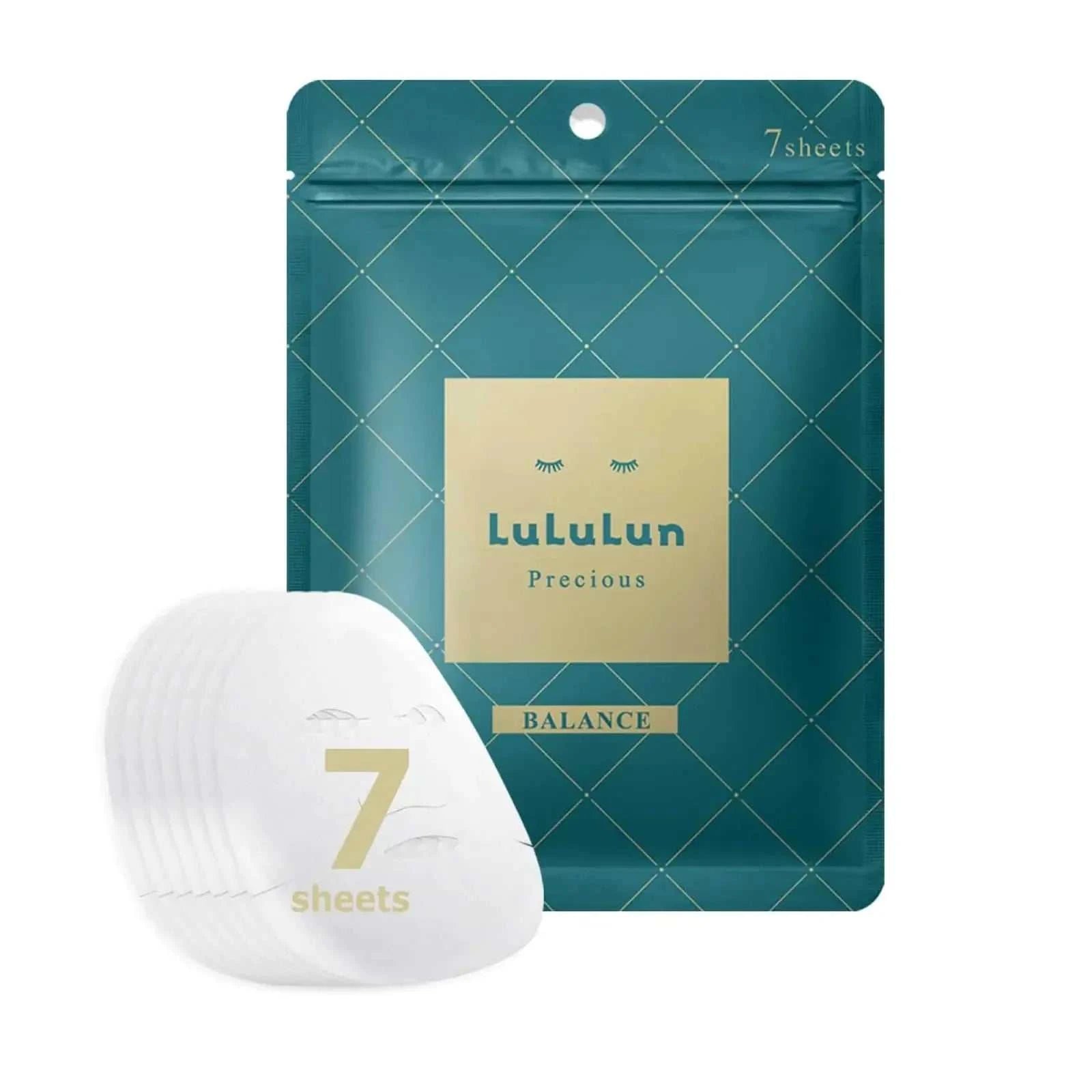 Lululun 7pc Sheet Facial Mask Patented Daily Anti-aging Hydrating & Moisturizing Face Mask Sheet Pack Set Japanese Organic & Natural Skincare PRECIOUS GREEN Mbshop