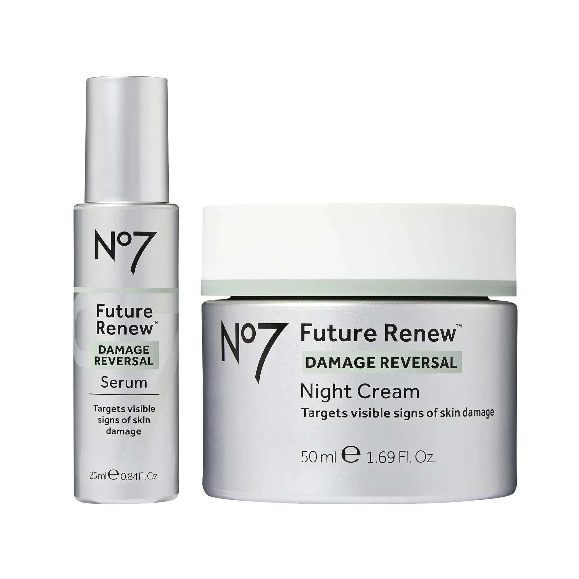 No7 Future Renew Skincare Starter Kit - Damage Reversal Serum + Night Cream - Anti-Aging Skincare Set Targets Visible Signs of Skin Damage (2 Count) Mbshop