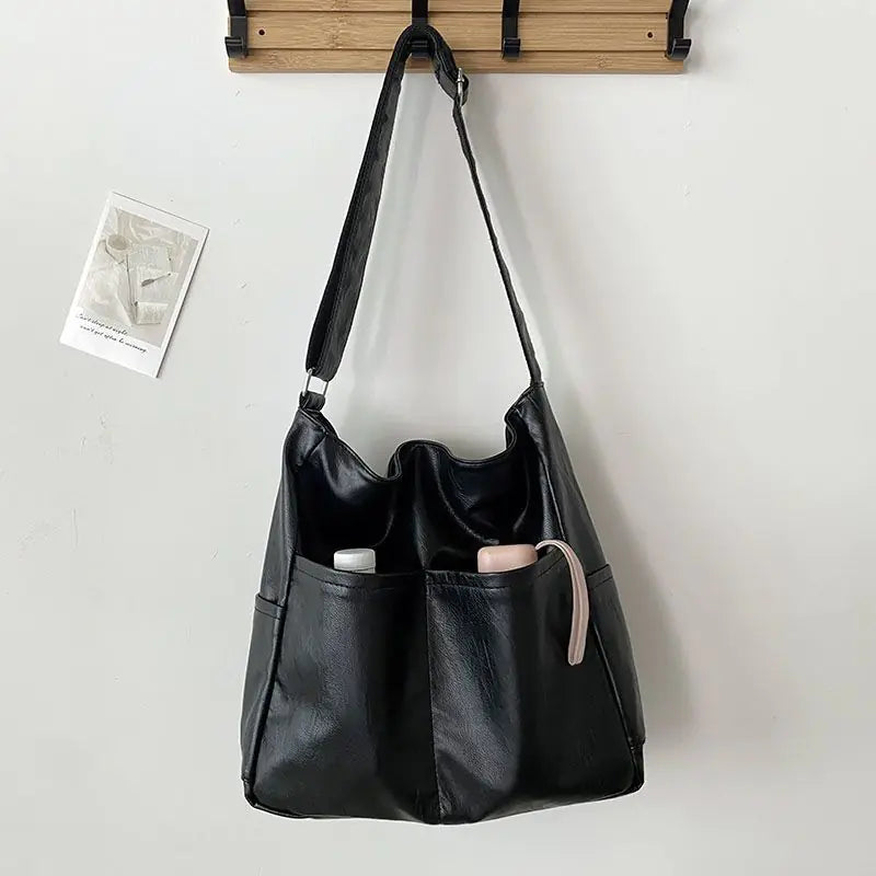 Sac Seau Vintage en Cuir Souple - Grande Capacité pour Femme