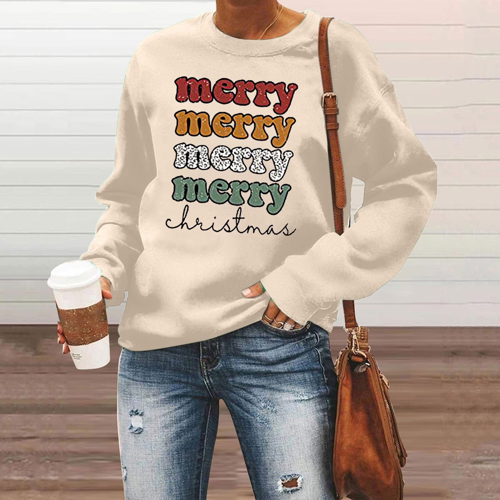Christmas Men's And Women's Casual Long Sleeve Crew Neck Sweater Hoodie Top