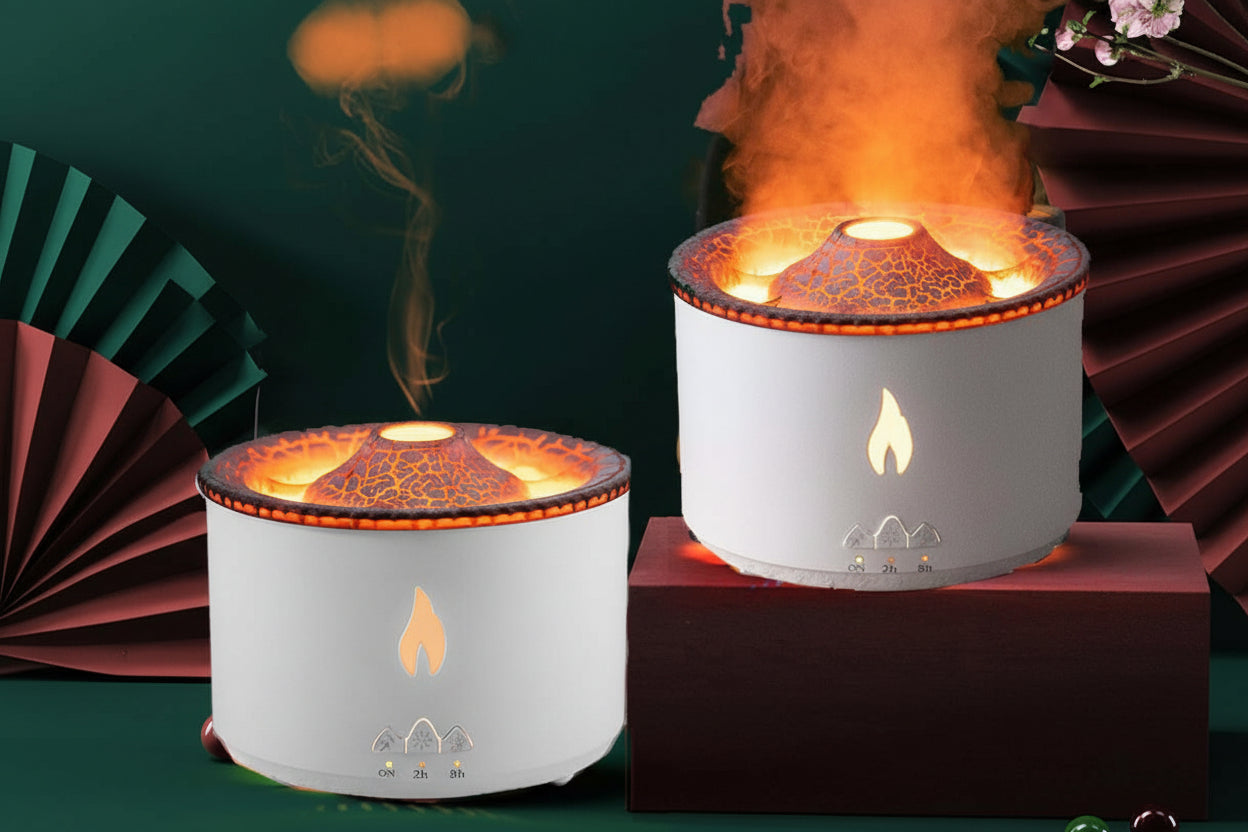 New Creative Ultrasonic Essential Oil Humidifier Volcano Aromatherapy Machine Spray Jellyfish Air Flame Humidifier Diffuser