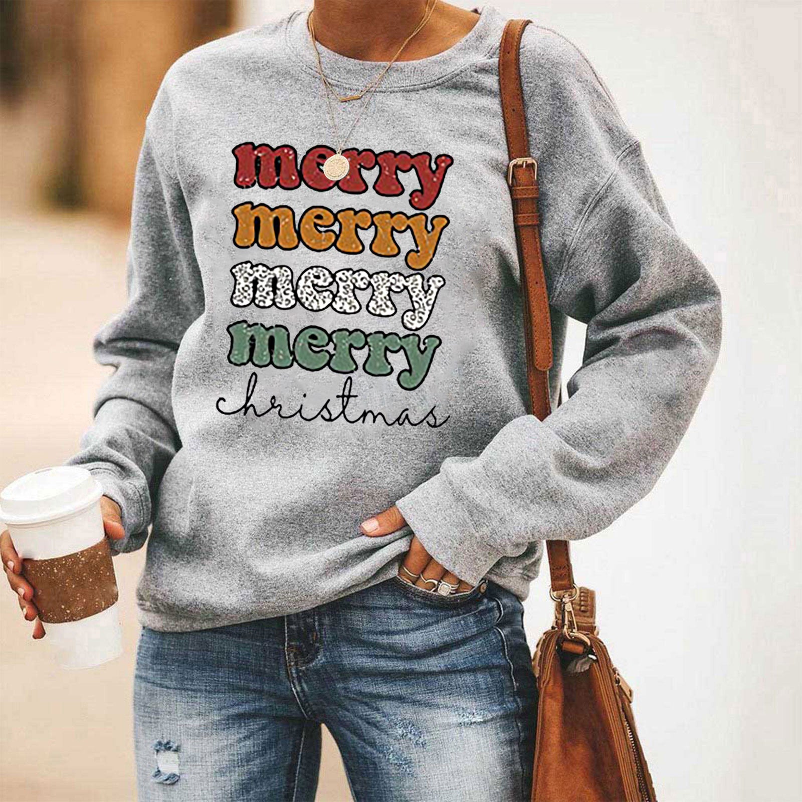 Christmas Men's And Women's Casual Long Sleeve Crew Neck Sweater Hoodie Top