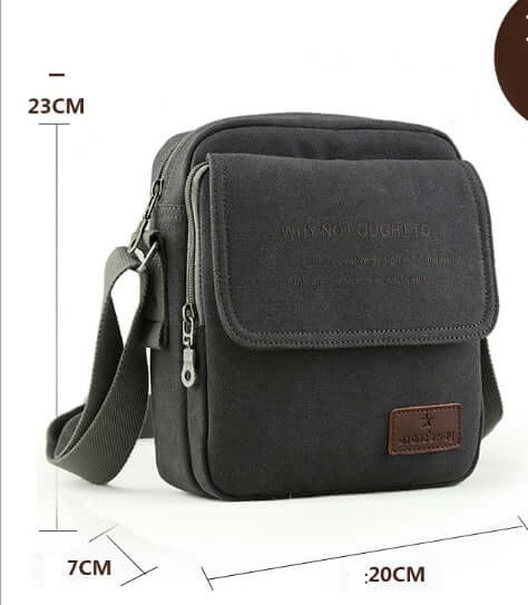 Shoulder Bags in khaki color with dimensions 20x7x23CM, canvas material, polyester lining, adjustable strap.