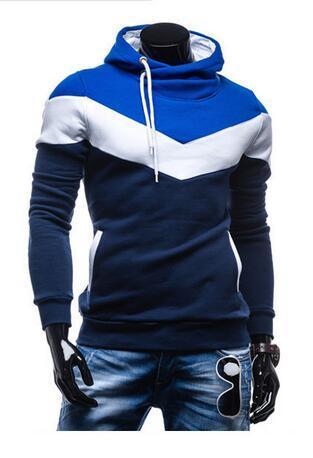 WINTER AUTUMN DESIGNER HOODIES featuring a stylish blue patchwork design and regular fit.