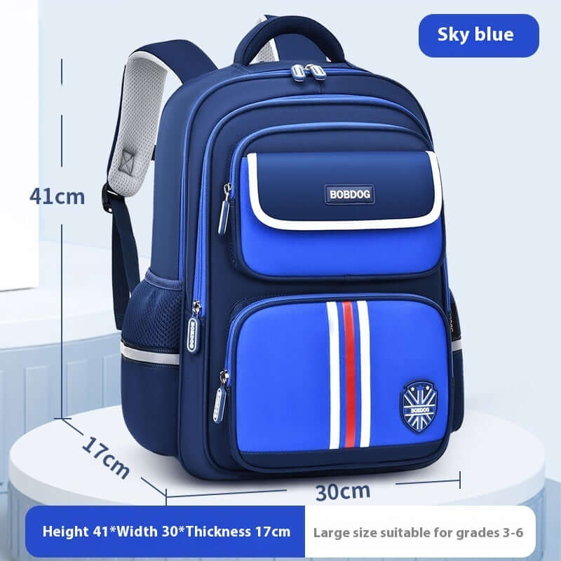 Kids' Spine Protection School Backpack – Lightweight Waterproof Bag + Free Pencil Case in sky blue color with ergonomic design