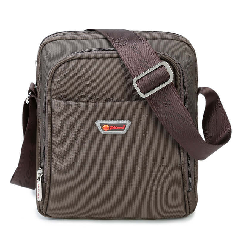 Men's Bags, Oxford Cloth Bags, Handbags, Fashion Shoulder Bags, Messenger Bags, Business Bags in brown with adjustable strap.