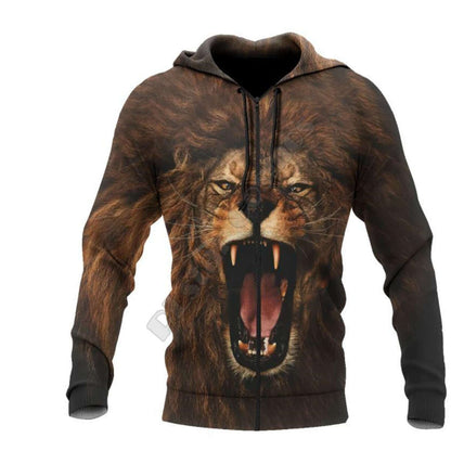 ELON - Stylische Hoodies - ANIMAL Edition featuring a fierce lion design on a stylish zip hoodie.