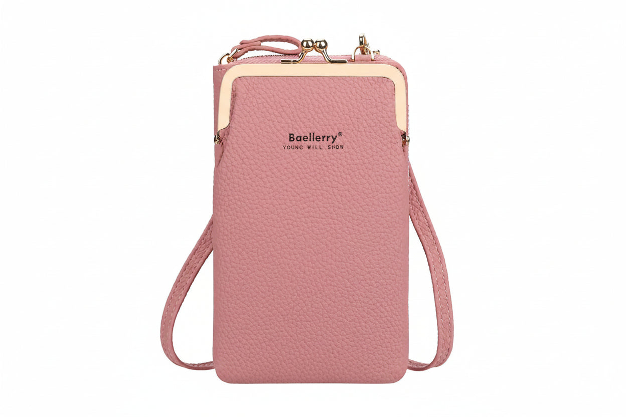Women's Shoulder Bag with Lock – Mini Square Crossbody Bag Korean Style PU Leather in pink with zipper and shoulder strap