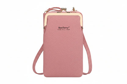 Women's Shoulder Bag with Lock – Mini Square Crossbody Bag Korean Style PU Leather in pink with zipper and shoulder strap