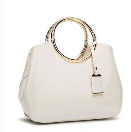 Sexy Women Ladies Party Hand Wedding Bags in J-white color with stylish handle and zipper pocket.