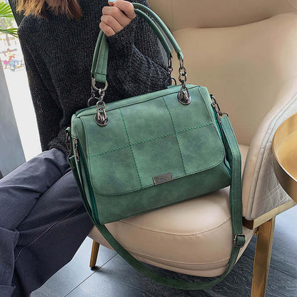 Large capacity matcha green shoulder bag made of PU leather, stylish design, perfect for travel and everyday use.