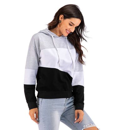 Unisex Colorblock Street Hoodie With Drawstring Hood