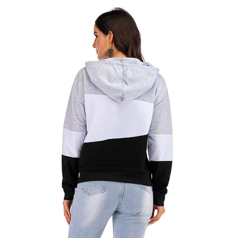 Unisex Colorblock Street Hoodie With Drawstring Hood