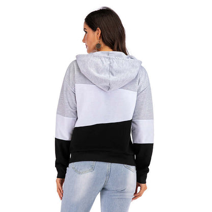 Unisex Colorblock Street Hoodie With Drawstring Hood